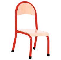Krzesło 6. 7. Krzesło stabilność. Zatyczki na nóżkach z tworzywa sztucznego, chroniące podłogę przed zarysowaniem. Stelaż wykonany z rury okrągłej w kolorze czerwonym.
