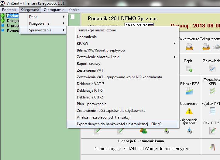 B. Zmiany FK 1) Export transakcji dostawców do formatu Multicash PLI (Elixir 0) Po