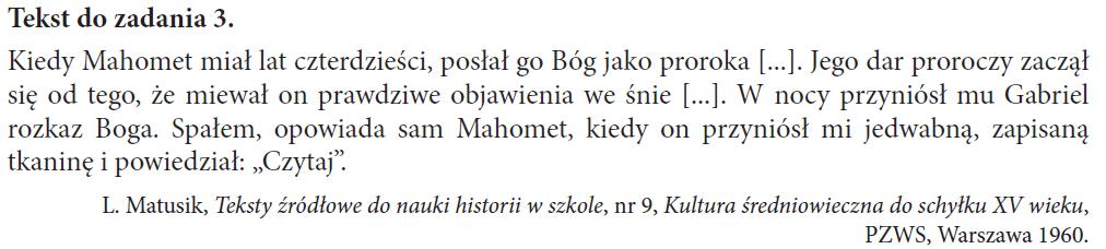 8.1) umiejscawia w czasie i przestrzeni kierunki i zasięg podbojów arabskich 8.2) opisuje podstawowe zasady i symbole islamu Poziom wykonalności 58,4% umiarkowanie Numer zadania 3.