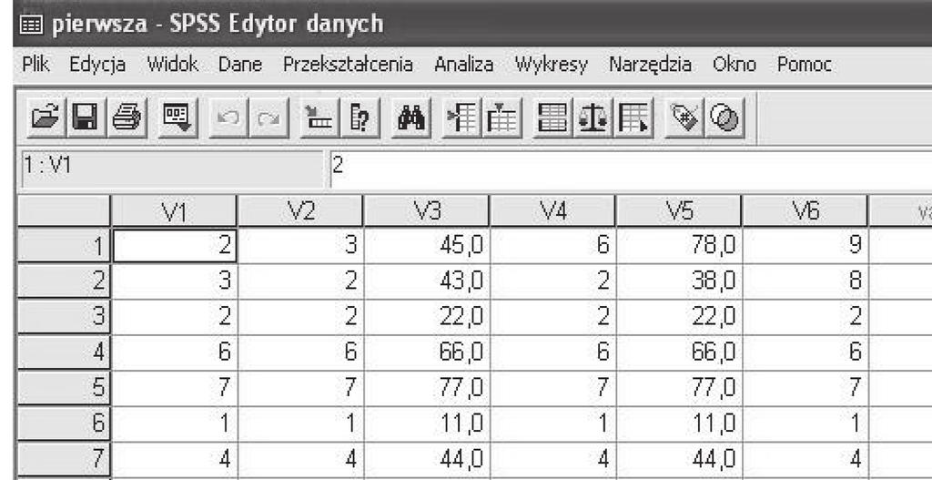 To bardzo ułatwia wprowadzanie danych do komputera i ich opracowywanie. Dane dla każdego respondenta zapisuje się w nowym wierszu. W ten sposób powstaje baza danych. Rysunek 1.