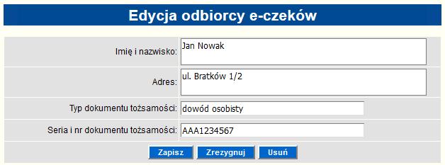 Dostęp do opcji możliwy jest wyłącznie dla użytkowników, którzy posiadają uprawnienia Awizowania/e-czeki - Przeglądanie oraz Awizowania/e-czeki - Dodawanie. 3.