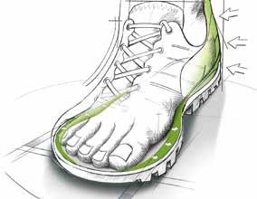 Specjalna cholewka z serii Comfort Fit zapewnia więcej miejsca w okolicach palców stopy, przy jednoczesnym doskonałym dopasowaniu pięty.