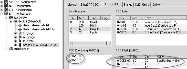 I Motion-Control poprzez EtherCAT 7 Przykład TwinCAT W obsadzeniu PDO,