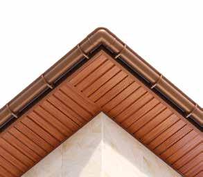 Wysunięcie okapu dachu powyżej 40 cm Montaż podsufitki w kierunku prostopadłym do elewacji: 1. pokrycie dachowe 2. krokiew 3. okucie deski czołowej 4. deska czołowa 5. ściana budynku 6.