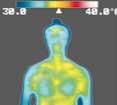 Termograf przedstawia rozkład temperatury skóry po 30 minutach od chwili wejścia do pomieszczenia Temperatura: 25 C Wilgotność: 80% Odczuwasz ciepło wilgotnego powietrza, nawet przy niezmiennej