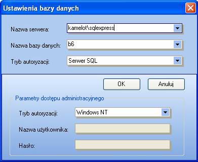 AsAudit Należy określić lokalizacje serwera i nazwę bazy danych. Niewypełnienie pola Nazwa serwera oznacza użycie serwera bazy uruchomionego na lokalnym komputerze.