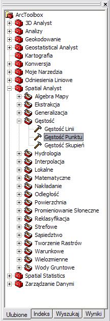 na siebie obszarów przeszukiwania 29 ROZKŁAD GĘSTOŚCI ZAGOSPODAROWANYCH ZŁÓŻ SUROWCÓW SKALNYCH NA DOLNYM ŚLĄSKU Obliczona gęstość występowania obiektów (funkcja gęstośćkernela),