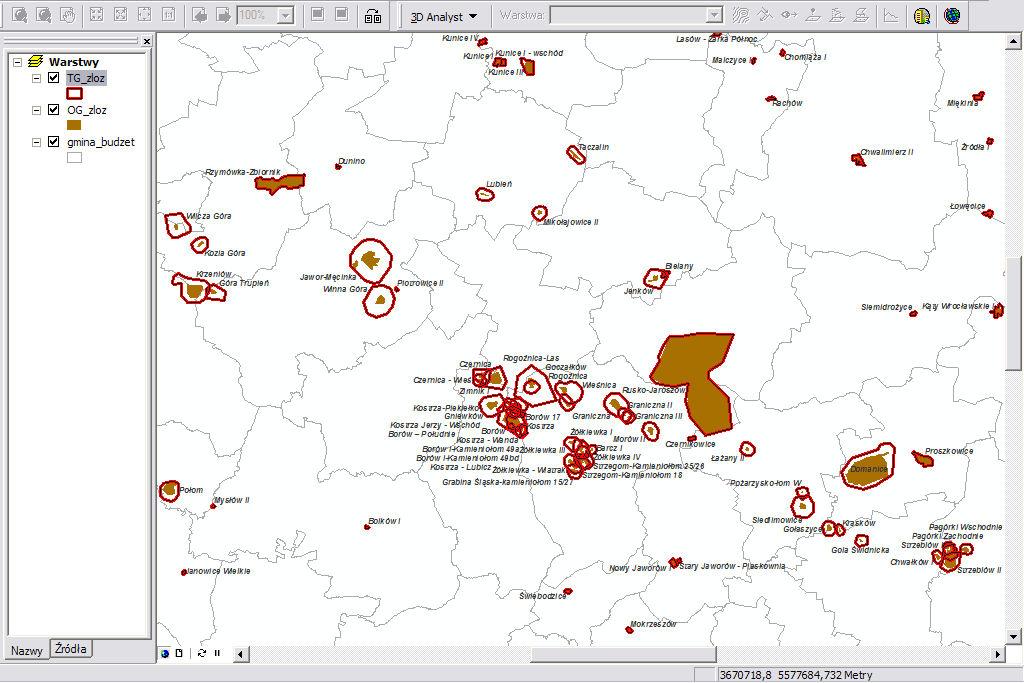 BAZA DANYCH OBSZARÓW I TERENÓW GÓRNICZYCH SUROWCÓW SKALNYCH W WOJEWÓDZTWIE DOLNOŚLĄSKIM Koncesje Marszałka Województwa Granice obszarów górniczych SHAPEFILE Granice terenów górniczych SHAPEFILE