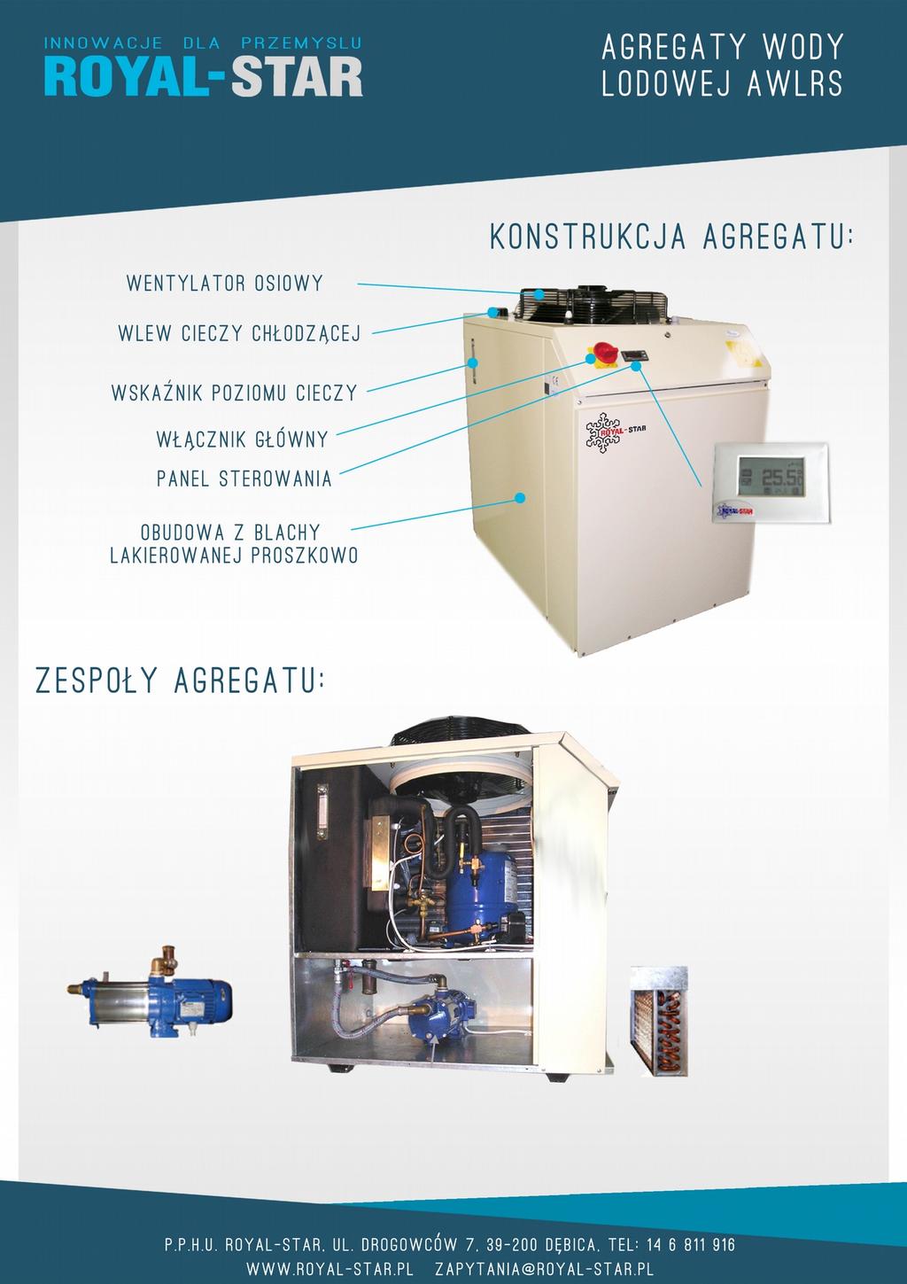 Panel sterowania łatwy w obsłudze. Wyposażony w mikroprocesorowy układ sterujący pracą urządzenia. Wyświetla rzeczywistą temperaturę cieczy stan urządzenia (alarm i inne).