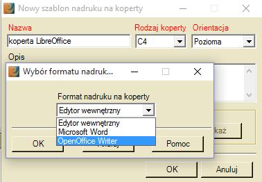 Wydruki i szablon kopert w LibreOffice Dodano