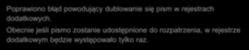 Modyfikacje w rejestrach dodatkowych Poprawiono błąd