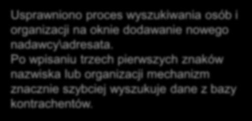 Usprawnienie - Dodać nowe pole wyszukaj po nazwisku / organizacji