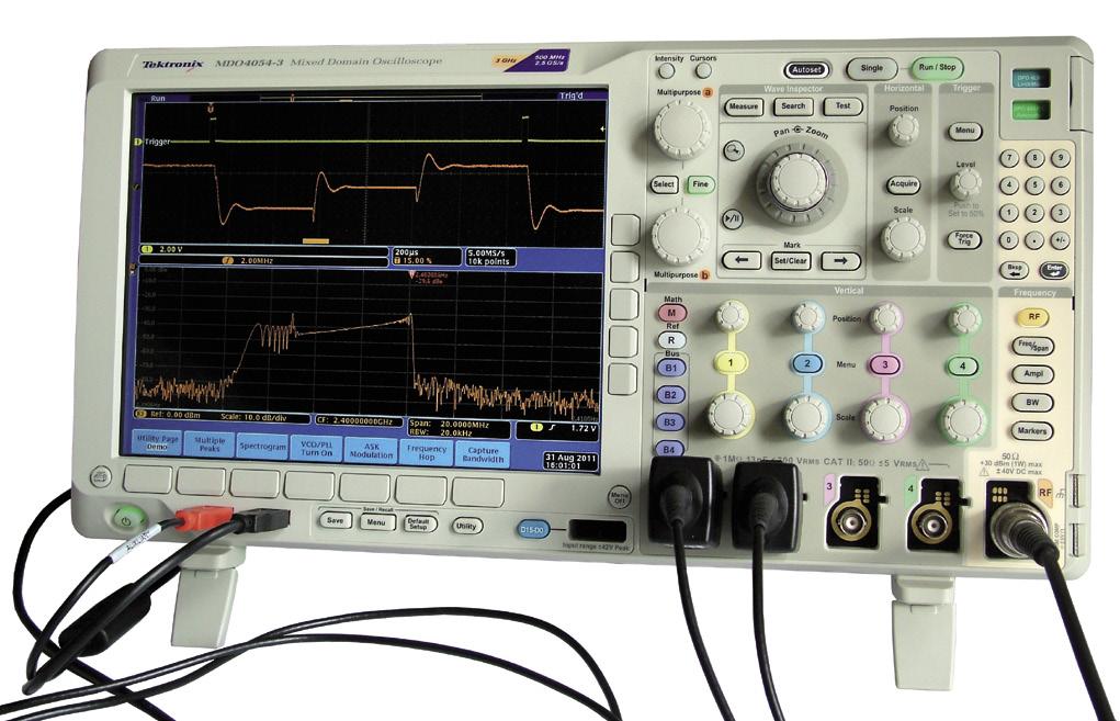 Oscyloskop MDO4054-3 połączenie SPRZĘT dziedzin Oscyloskop MDO4054-3 Połączenie dziedzin Niewątpliwie do najbardziej zaawansowanych przyrządów pomiarowych należą oscyloskopy cyfrowe.