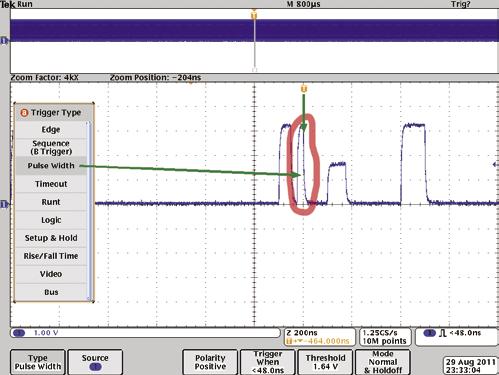 W tym przypadku zakres skanowania częstotliwości (Span) jest równy 3 GHz przy paśmie przechwytywania równym 10 MHz.