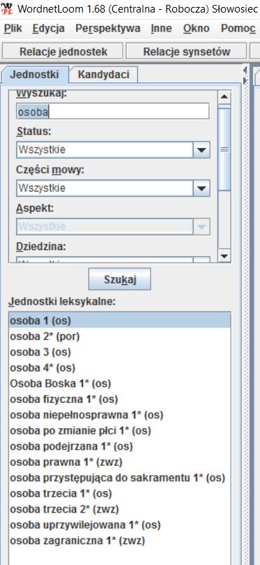 Wyszukiwanie jednostek panel wyszukiwania osoba