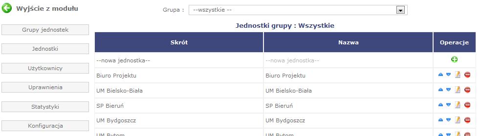 4.4 Jednostki Moduł pozwala na zarządzanie jednostkami