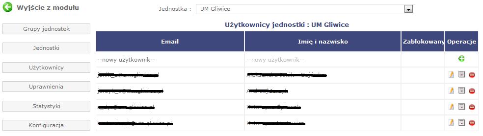 4.5 Użytkownicy Moduł pozwala na zarządzanie użytkownikami systemu.