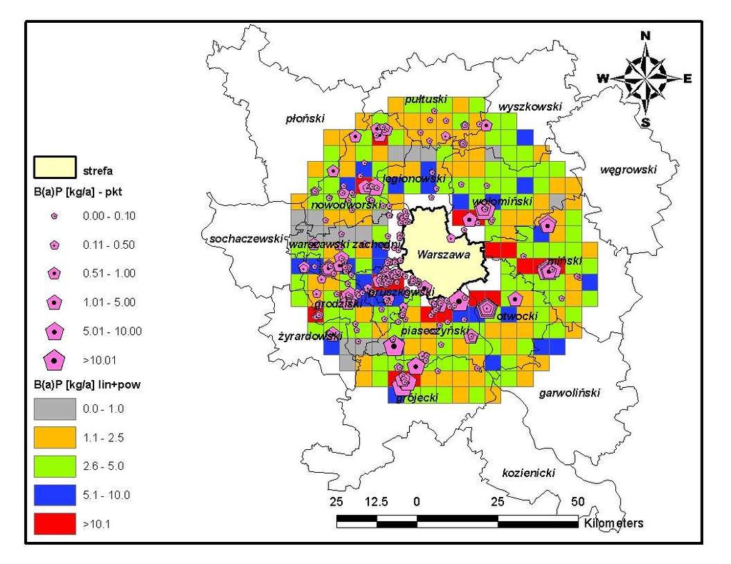 Rysunek 65 Emisja powierzchniowa, liniowa oraz punktowa