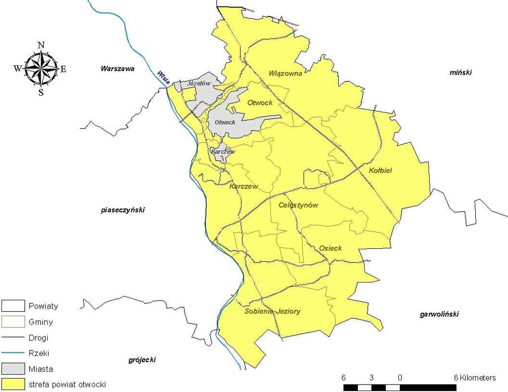 Rysunek 12 Strefa - powiat otwocki Tabela 31 Liczba ludności w strefie powiat otwocki Strefa powiat otwocki powiat otwocki Ogółem Kobiety Mężczyźni osób miasto wieś osób % miasto wieś osób % miasto