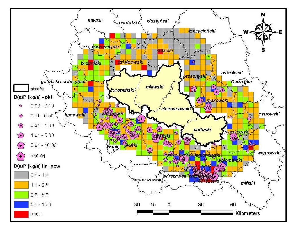 Rysunek 23 Emisja powierzchniowa, liniowa oraz punktowa