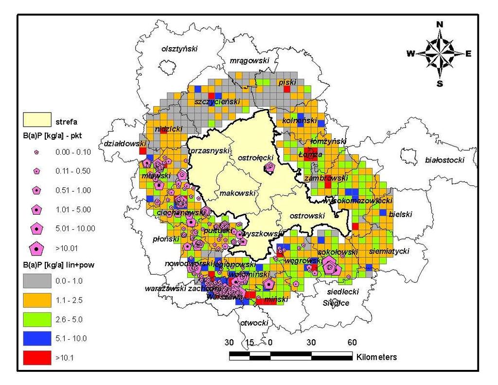 Rysunek 29 Emisja powierzchniowa, liniowa oraz punktowa