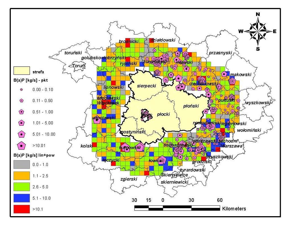 Rysunek 32 Emisja powierzchniowa, liniowa oraz punktowa