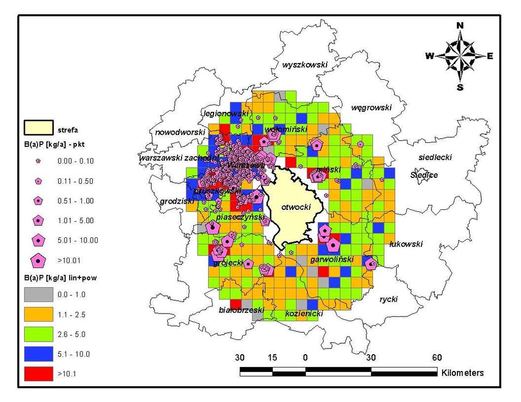 Rysunek 51 Emisja powierzchniowa, liniowa oraz punktowa