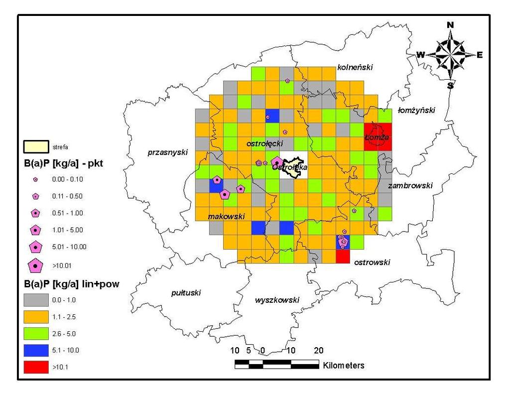 Rysunek 57 Emisja powierzchniowa, liniowa oraz punktowa