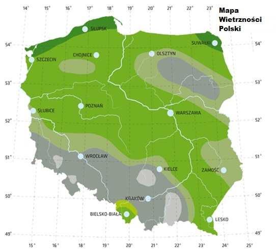 Według danych Urzędu Regulacji Energetyki na koniec września 2013 roku, funkcjonowało w Polsce 795 instalacji wiatrowych o łącznej mocy 3082 MW.