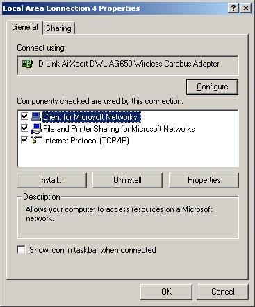 W systemie Windows 2000: Naciśnij Start > Ustawienia > Połączenia sieciowe i telefoniczne > kliknij dwukrotnie Połączenie lokalne