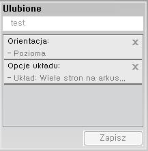 Drukowanie podstawowe Korzystanie z ulubionych ustawień Opcja Ulubione, która jest dostępna z każdej karty właściwości oprócz karty Samsung, umożliwia zapisanie obecnych ustawień do przyszłego