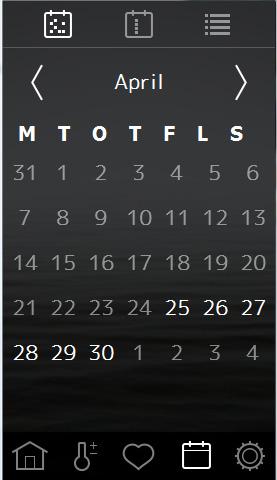 Kalendarz Program daty i kalendarza Programy dzienne Omówienie programu Aby możliwe było korzystanie z funkcji kalendarza z saunami oraz piecami Combi, a także z systemem Tylarium, konieczne jest