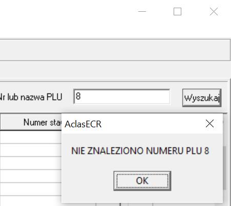 anuluje dane wprowadzone aktualnie w polu rekordu o Pierwszy przesuwa kursor do pierwszego rekordu (PLU nr 1) o Przeglądaj aktualny rekord wyświetla okienko danego rekordu (wszystkie dane wybranego