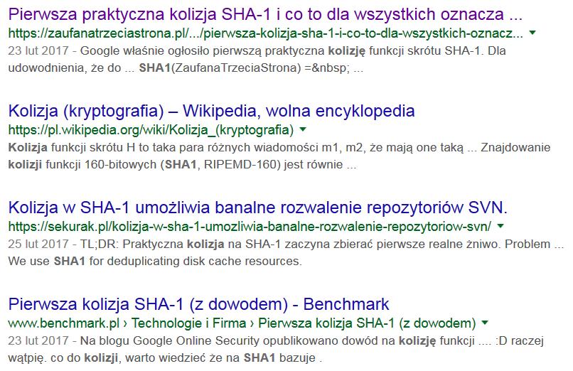 SHA1 i inne problemy z podpisem a może