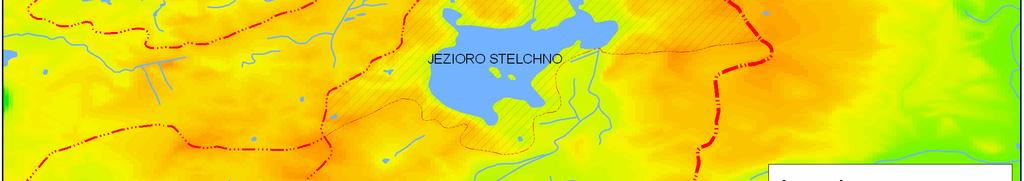 Przed ujściem do jeziora Stelchno przepływa przez mniejszy zbiornik wodny (bez nazwy) o powierzchni około 1,0 ha.