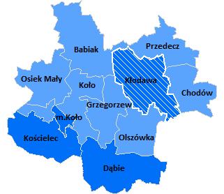 POŁOŻENIE GEOGRAFICZNE Gmina Kłodawa to gmina o charakterze miejsko-wiejskim, położona we wschodniej części województwa wielkopolskiego, w powiecie kolskim.