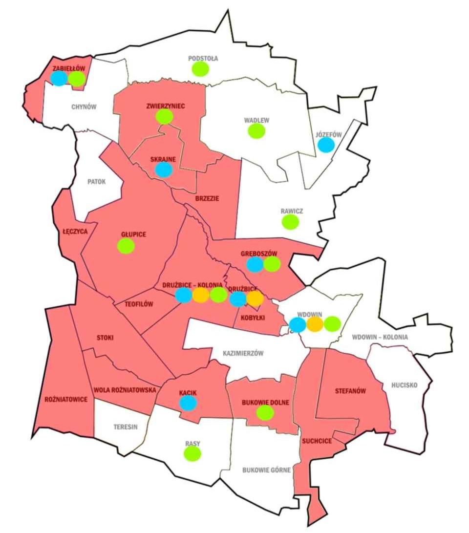Rysunek 11. Podsumowanie liczby wskaźników negatywnych do określenia obszaru kryzysowego na terenie gminy Drużbice.