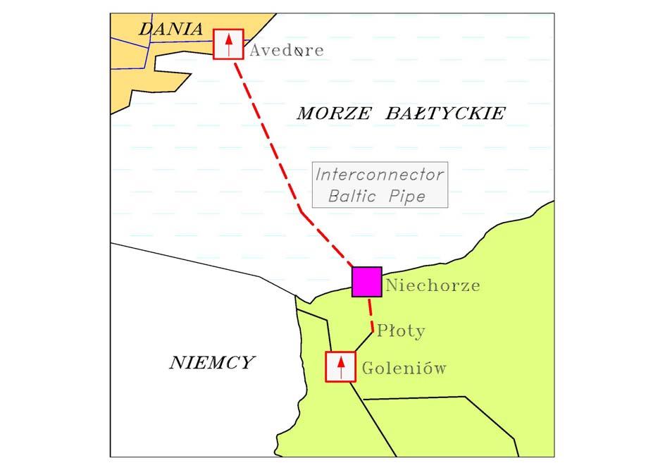 Kierunek Dania-Polska (planowany termin rozpoczęcia fizycznego przesyłu 12. 2013r.): Szacowana moc umowna 375 tys.