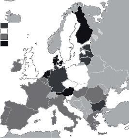 54 Liczba i skład powstałych skupień są nieco inne niż w przypadku grupowania krajów UE przedstawionego na rys. 2.