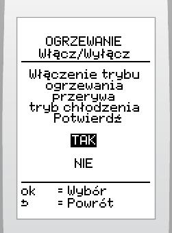 Menu umożlwa: Włączene lub wyłączene ogrzewana Zaprogramowane pracy na ogrzewane Efekt połączena funkcj ogrzewana programu ogrzewana: Ogrzewane Program ogrzewana Wynk WYŁ WŁ Ne grzeje WYŁ WYŁ Ne