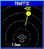 Informacja : Okno Ostrzeżeń Ruchowych (Traffic Warning Windows) jest nie aktywne gdy samolot znajduje się na ziemi lub jego prędkość jest poniżej 30 knots lub gdy znajduje się on na trasowej ścieżce