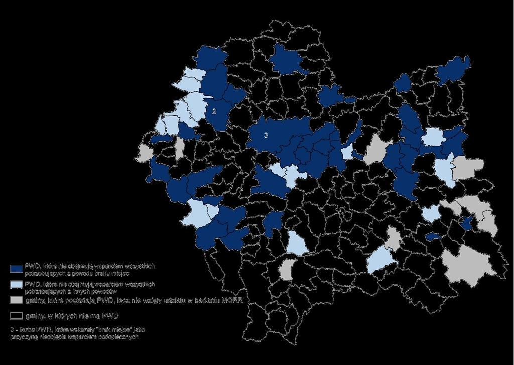 Zapotrzebowanie na PWD (1) Żadna instytucja nie gromadzi danych na temat potencjalnego zapotrzebowania na ofertę placówek wsparcia dziennego w województwie małopolskim.