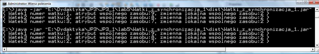 Przykład 7 - synchronizacja wywołania metody wyświetl.