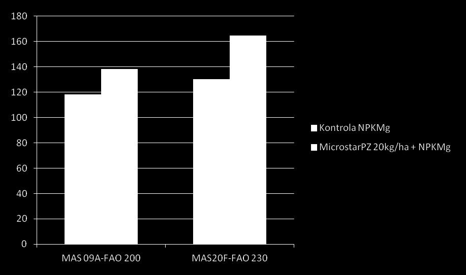 Nawożenie startowe Wpływ stosowania nawozu MICROSTAR PZ na plonowanie 2 odmian
