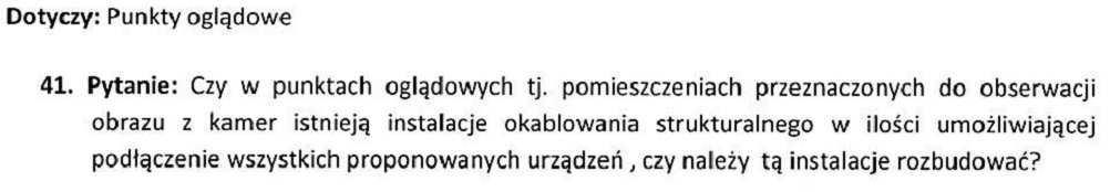 Odpowiedź 80. Zasilanie energetyczne będzie zrealizowane z sieci budynku w uzgodnieniu z jego administratorem. Pytanie 81. Odpowiedź 81. Topologia będzie przedmiotem PSM.