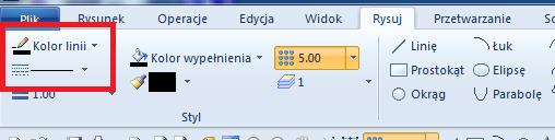 + Wejdź w zakładkę Rysuj, zmień Kolor linii na zielony i rodzaj linii na Kreskowo punktowa. 6.