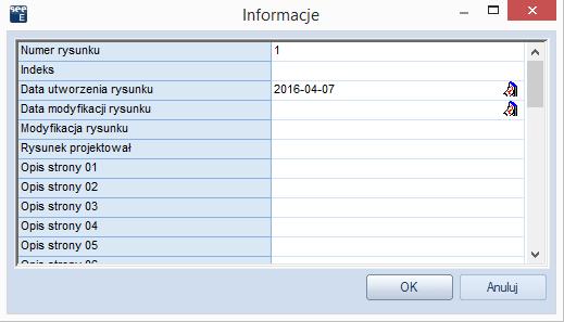 2.> Opis strony 01. 3.# Wprowadzić nazwę Zabudowa aparatury. 4.> Numer rysunku. Numer rysunku "0001" jest automatycznie sugerowany. 5.> OK. Zamknij okno. 4.3 Skala Dla schematów zasadniczych rysowanie odbywa się w skali 1:1, rysunki zabudowy aparatury są zwykle tworzone w skali 1:5 lub 1:10.