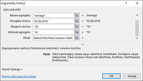 Dodatek Asix Excel Wartości archiwalne są zwracane jako tabela składająca się z kolumn czasu i kolumny danych. Aby wykorzystać funkcję ASIX.VAR.HIST przy użyciu edytora programu Excel: 1.