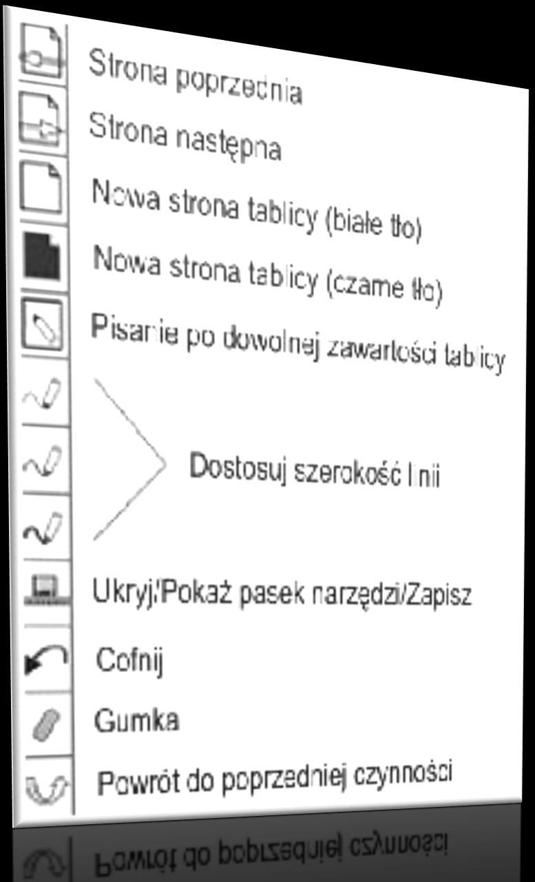 Klawisze skrótów Klawisze skrótów nie stanowią obszaru projekcyjnego, ale można ich dotykać w celu skorzystania z