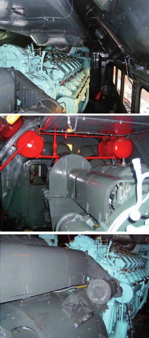 sprężarki, wentylatorów przewietrzania silników trakcyjnych i napędu wentylatora zespołu chłodnic silnika spalinowego.